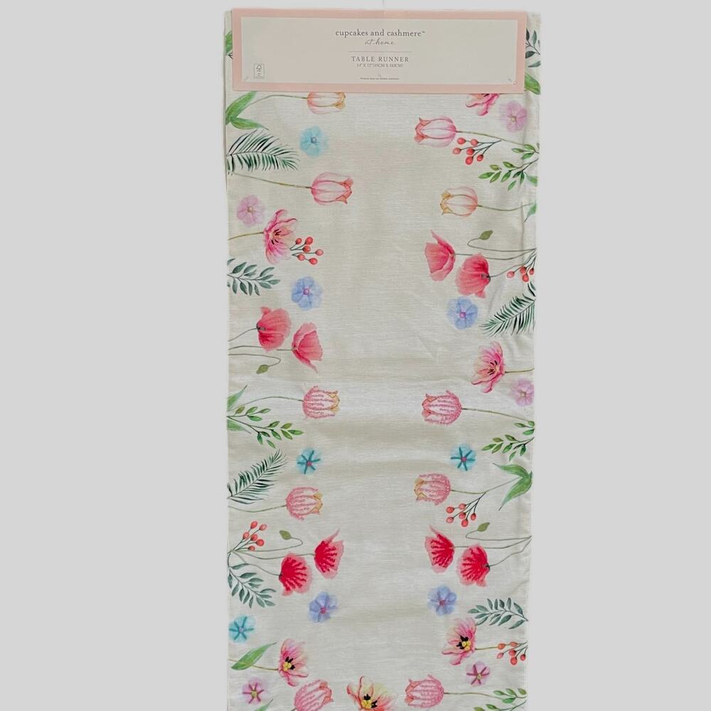Cupcakes and Cashmere Spring Floral Multicolor Embroidered 14 X 72 Table Runner
